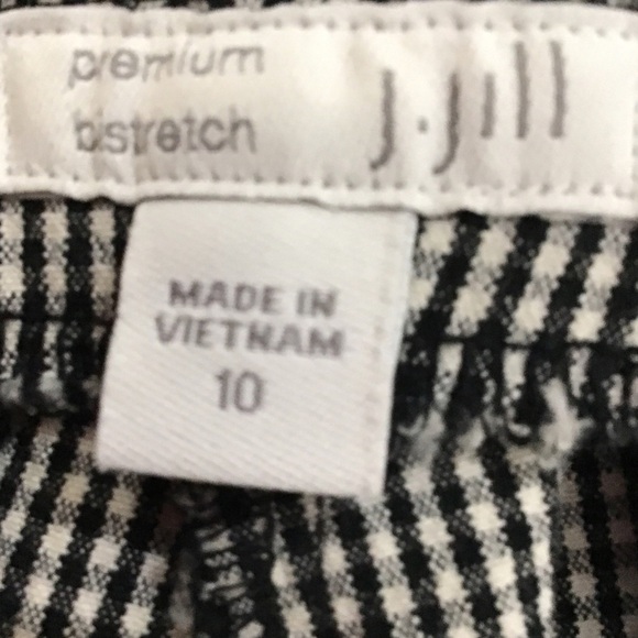 J Jill Premium Bi Stretch Black White Gingham Elastic Waist Pull On Pants Sz 10 - Picture 2 of 4